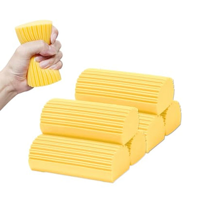 6-Pack Damp Clean Duster Sponge,Magic Sponge Eraser for Housekeeping,Reusable Cleaning Sponge for Blinds,Vents,Mirrors,Glass, Baseboards,Window Track Grooves and Railings (Yellow) - color: Yellow