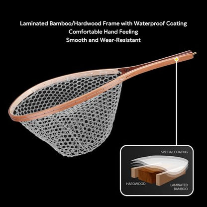 SF Fly Fishing Landing Net Soft Rubber Mesh Trout Net Catch and Release Net - style: Round Head Combo C