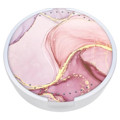 Retainer Case, Denture & Orthodontic Aligner Case with Mirror & Ventilation, Pink Marble - color: Pink Marble