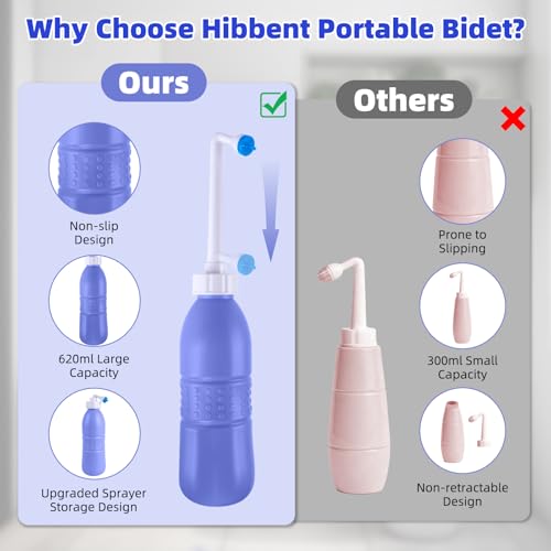 Hibbent Portable Bidet Sprayer and Travel Bidet with Hand Held Bidet Bottle for Personal Cleansing Use Extended Nozzle - Personal Hygiene Care Toilet Bidet Shower/Bathroom Bidet Spray -21.8oz(620ml) - color: Purple, style: 620ml