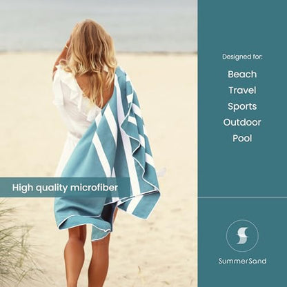 SummerSand Microfiber Beach Towel - Quick Dry, Sand Free - Compact and Lightweight for Travel - Recycled Materials - Travel Bag Included - Large Microfiber Towel (63x31.5in – Ocean Green) - color: Ocean Green