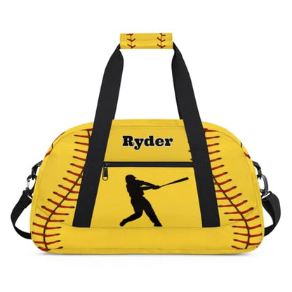 Personalized Sports Training Bag for Boys, Yellow Baseball | Personalized Named Practice Travel Overnight Training Bag - color: Color 27