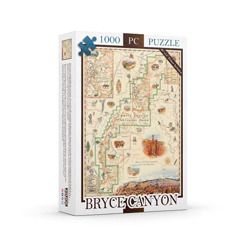Bryce Canyon National Park Map Jigsaw Puzzle – 1000 Pieces, Hand-Drawn Artwork, Educational Family Puzzle, Includes Poster – 19.8” x 26.4” - color: Bryce Canyon