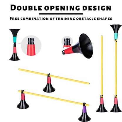 Basketball Training Cones and Agility Poles Set | 8pcs Cones with Anti-Slip Silicone Sleeve & 8pcs 19.7" Poles, for Basketball & Soccer Dribbling Training & Agility Training - color: White