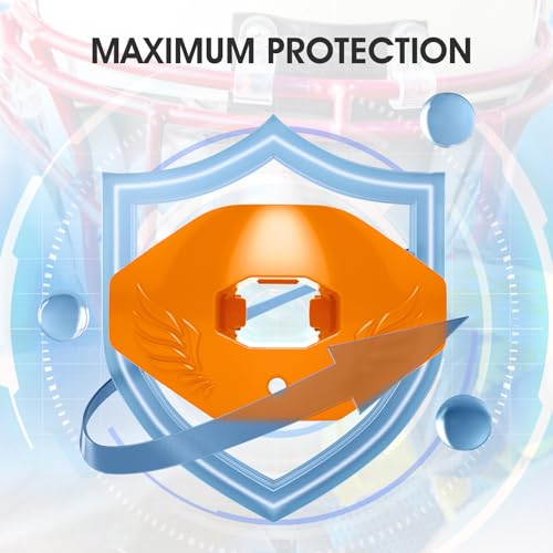 2Pcs Youth Football Mouthguard,Football Mouthpiece with Strap,No Boil. | Soft and Durable, Maximum Breathing Channel, - color: Orange