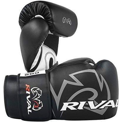 RIVAL Boxing RB2 2.0 Super Bag Gloves, Hook and Loop Closure - High-Density, Multi-Layered Padding, and Breathable Mesh Palm - color: Black, size: Large