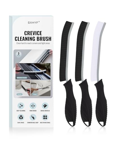 SXhyf Crevice Cleaning Brush - Grout Scrub Brush, House Cleaning Supplies | Small Brushes for Cleaning, Hard Bristle Tile Grout Brush Gap Cleaning Tool for Household Use, Bathroom, Kitchen (3pcs)