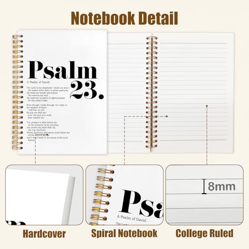 Likjad Christian Psalm 23 Spiral Notebook Journal 5.5x8.3, Bible Prayer Scripture Journals for Writing, Religious Christian Gifts for Women, Bible Verse Hardcover Notebooks for Note Taking - color: Psalm 23 Spiral