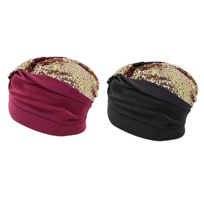 PURFUN 2 Pcs Muslim Inner Hijab Caps Women Girls Stretchy Breathable Full Cover Undercap Tube Bonnet Under Scarf Hats Beanie - color: Black+red/2pcs