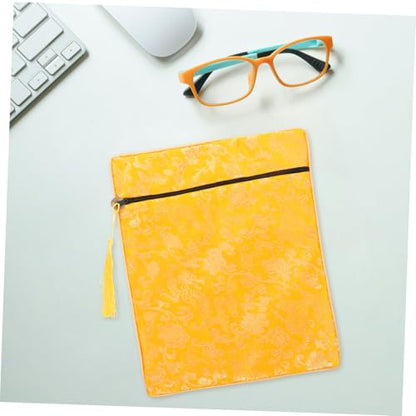 CALLARON Bible Cover Brocade Pouch for Book Storage Wallet for Women Office Bag - color: Yellow