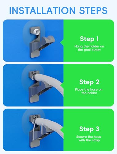 SHAPON 2Pcs Swimming Pool Pipe Holders, Above Ground Pool Accessories Compatible with Intex Pools, Pool Hose Support Bracket – Prevents Pipe Sagging for Pool Accessories | UV-resistant plastic, fits 0.95-1.75 in outlets, hook-on design, includes 5 zip tie