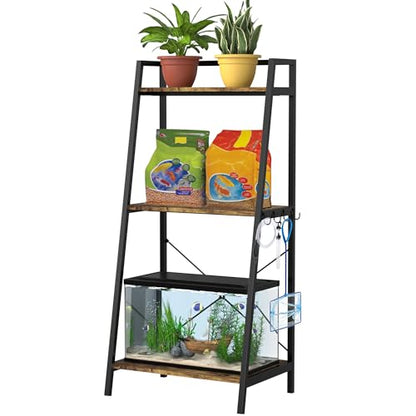 GDLF 5-10 Gallon Fish Tank Stand for 2 Aquariums, 3-Tier Shelves | Space-saving Vertical Design,Dual 10 Gallon Tank Setup, 3-Tier Storage Shelves, Metal Frame, Plant Display Space