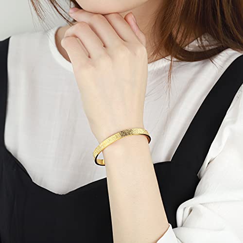 AYATUL KURSI CUFF | WOMEN Serenity Prayer Personalised Bracelet Allah Islam Muslim Arab Stainless Steel Deep Engraved Bangle - color: 2 Black
