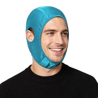 YiZYiF Wrestling Hair Cap Cover Universal Fit for Any Headgear with Chin and Open Ears Long Hair Slicker for Grappling - color: Light Blue