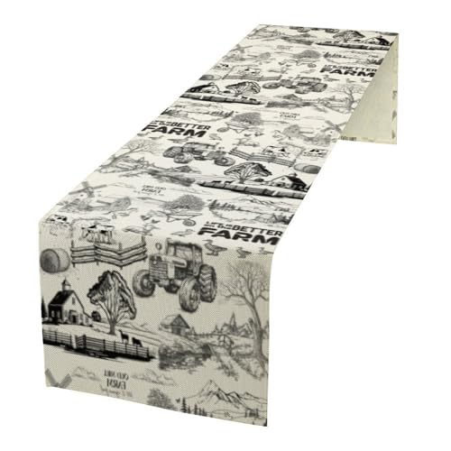 Farm Table Runner,Rustic Vintage Cute Animal Cow Chicken Horse Table Cloth for Home Indoor Outdoor Kitchen Holiday Birthday Party Wedding Decor 13x36 Inch - color: Farmhouse-1, size: 13x36in