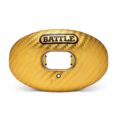 Battle Sports Carbon Oxygen Football Mouthguard, Gold | Maximum protection, Safe secure comfortable fit, Breathable built-in airflow channels, No boil required, Advanced composite - color: Gold