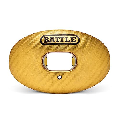 Battle Sports Carbon Oxygen Football Mouthguard, Gold | Maximum protection, Safe secure comfortable fit, Breathable built-in airflow channels, No boil required, Advanced composite - color: Gold