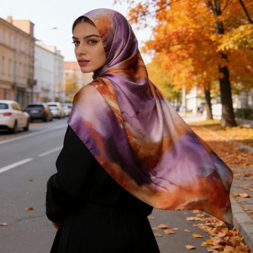 Hijab Scarf for Women Fashion Printed Modal Hijab Head Wrap Scarves Lightweight Long Scarf Shawls - color: Watercolor M