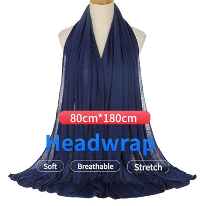 Harewom Head Wraps for Black Women, 71" Long Soft African Turban Hair Scarf - color: 1 Pcs- Navy Blue