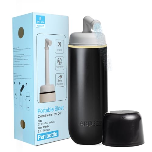 Portable Bidet for Travel & Toilet Hygiene | Handheld Peri Bottle for Women & Men | (12.84oz/380ml) Leakproof Collapsible & Expandable Travel Bidet | Ideal for Postpartum & Personal Hygiene (Black) - color: Black