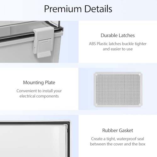 Electrical Box IP65 Waterproof ABS Plastic Enclosure Outdoor and Indoor Project Box Hinged Clear Cover with Mounting Plate Wall Brackets, Outer Dimension 15.7"x 11.8" x 7.1", Grey - size: 15.7"x 11.8" x 7.1" (1pc)