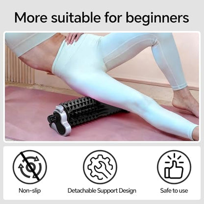Foam Roller with Detachable Stand, 18” Deep Tissue Massage Roller | 3-Level Height Adjustable Support, Beginner-Friendly Design for Home Workout & Muscle Recovery - Black - color: Black