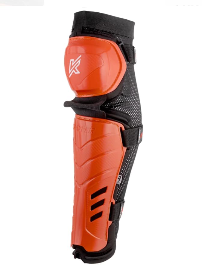 Ball Hockey Protective Gear | AK7 PRO SHIN Guards | KNAPPER - color: Orange, size: 11
