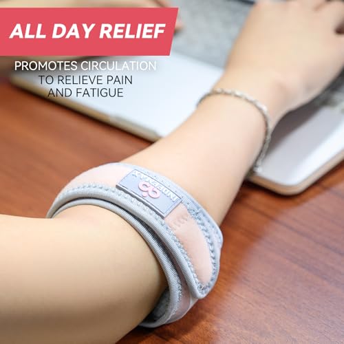 Elbow Brace for Tendonitis and Tennis Elbow Strap for Women Men, 2 Pack Golfers Elbow Brace Counterforce Band with Compression Pad, Effective Tendon Pain Relief, Pink - color: Pink