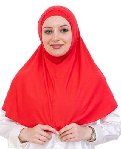 Prien Instant Hijab For Women, Muslim Long Scarf, Undercap Turban Set, Turkish Islamic Clothing, Prayer Clothes For Abaya - color: Brink Pink
