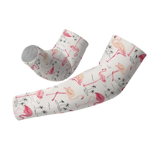 Cooling Arm Cover For Men & Women - Uv Sun Protection Arm Sleeves For Driving Golfing Fishing Cycling Hiking - color: Pink Flamingo, size: 4.7x19.8in