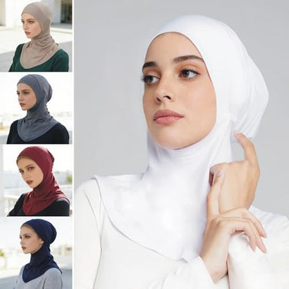 Solid Women Muslin Head Scarf Plain Under Scarf Turban Cap Flexible Viscose Neck Collar Bonnet Chic Wear For Gym Ramadan - color: Light Khaki