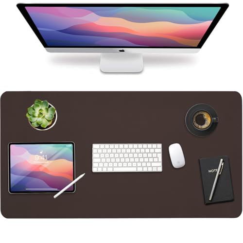 Vine Creations Leather Desk Mat Large 36" x 20", Desk Protector Mat, PU Leather Desk Pad, Non-Slip Large Mouse Pad, Desk Blotter, Desk Pads on Top of Desks, Office Desk Matt for Desktop (Dark Brown) - color: Dark Brown, size: 36" x 20"