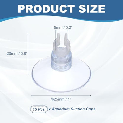 Aquarium Suction Cups, Fish Tank Suction Cups Clips Airline Tube Holders Clamps (Plastic, 15Pcs, Clear) for 0.2" Fish Tank Airline Tubing Binding Moss Shrimp Nest, 5x25MM - color: Clear, size: 5x25MM