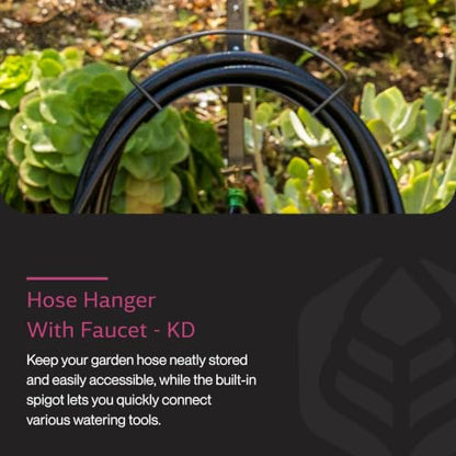 Yard Butler Free-Standing Hose Hanger with Spigot, IHCF-3KDS - Durable Hose Stand for Keeping It Elevated - Convenient Garden Accessory - Rust-Resistant - Anti-Kink Design - Easy Installation | Steel Freestanding Hose Holder for Lawn and Garden, Water Hos
