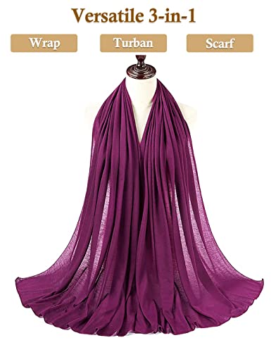 Nonbongoy Head Wraps for Black Women 71"x32" Long Soft Jersey Hijab Turban - color: 1- Fuchsia Headwrap