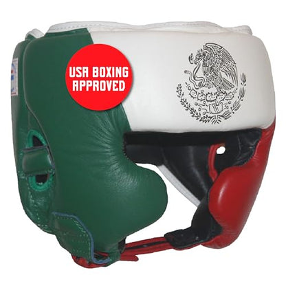 Ringside Competition Boxing Muay Thai MMA Sparring Head Protection Headgear with Cheeks - color: Mexican Flag, size: Medium