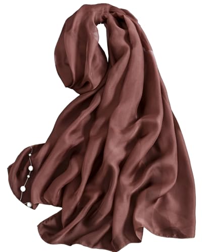 Long Chiffon Sheer Scarf For womens - color: Coffee