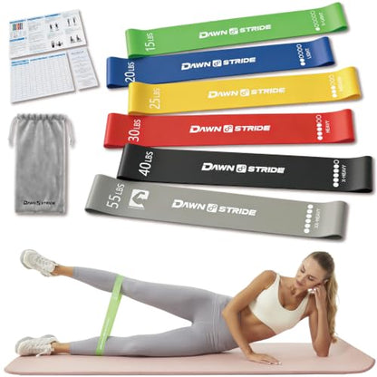 6-Level Resistance Loop Bands Up to 55LBS for PT & Strength | Color-coded, tear-resistant, quick rebound. Tracker card, bag & guide. Yoga, Pilates, home, travel & gym.