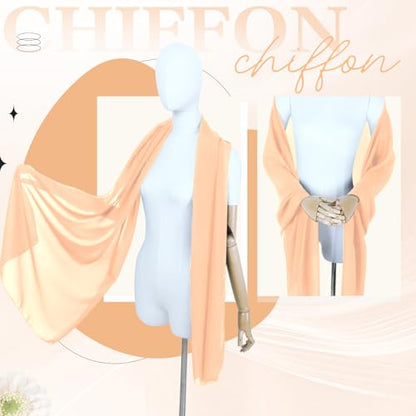 Chiffon Scarf,Soft Breathable Chiffon Shawls and Wraps,Silky Women's Hijab for Evening Dresses Wedding Bridal Scarves - color: Champagne, size: 67 x 28 inches