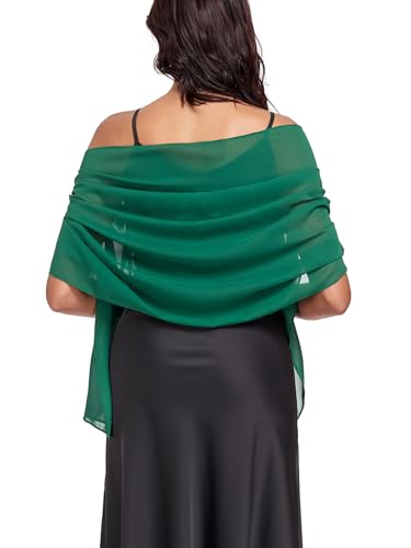 Shawls and Wraps Soft Chiffon Scarve Scarf For Evening Party Dresses Wedding Stole - color: Dark Green