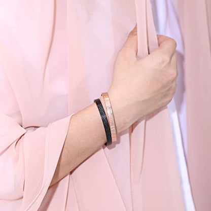 Qitian Islamic Jewelry Gifts for Women Allah Gold Bangles Bracelets Ayatul Kursi Arabic Cuff Bracelet for Women Men Islam Eid Ramadan New Year Gifts - color: B-Rose Gold-Thick - women