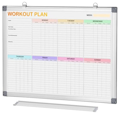 Fitness Tracker Magnetic Whiteboard Workout Plan Dry Erase Board for Wall 24'' x 18'',Hanging Mounted Weekly Fitness Tracker Gym Exercise Tracker Schedules and Checklists - size: Large