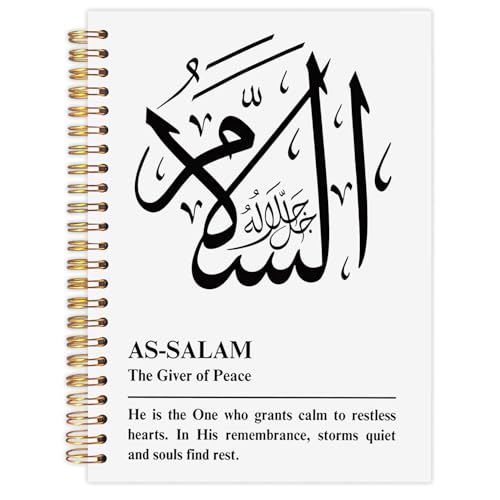 LZYRF As Salam Islamic Spiral Notebook Journal, Muslim Islamic Gifts for Women, Spiritual Religious Notebooks for Note Taking, Arabic Calligraphy Hardcover Notebook, 5.5x8.3 Inch - color: As Salam