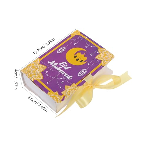 Cabilock Eid Festival Candy Packaging Boxes 20pcs Purple Book Shaped Paper Boxes Ramadan Party Favor Candy Holders for Ramadan Eid Mubarak Treats