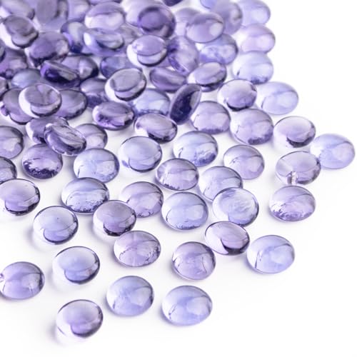 1 LB Purple Glass Marbles, Mini Flat Glass Beads~150 PCS for Vase Fillers, Floral Bottom Mancala Gems Pebbles Fish Tank Rocks for Table Aquarium,Home Decor Art Craft Supplies(0.5"~0.7") - color: Purple~1 Lb, size: 1 LB