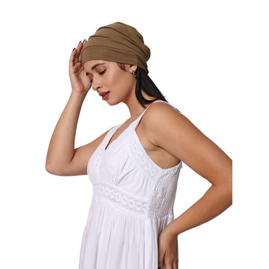 Chemo Silky Soft Slouchy Snood Bamboo Cap Beanie for Women Cancer Hair Loss Turban Hat Chemo Headwear Women - color: Light_brown_
