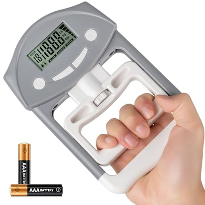 Hand Grip Strength Tester - 220lbs/100kg Digital Hand Dynamometer with High-Precision Strain Gauge, Electronic Handgrip Strength Testing Tool for Athletes, Seniors & Fitness Tracking - color: Grey