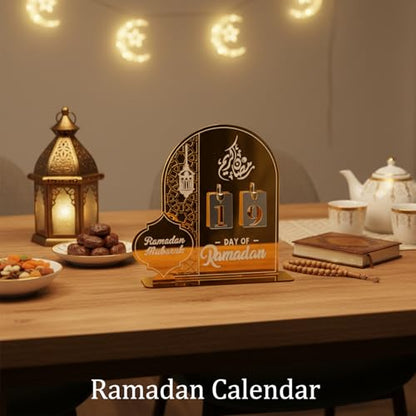 Ramadan Calendar, Golden Acrylic Ramadan Advent Calendar for Home Decor, Ramadan Good Deed Calendar for Kids Aged 14+, Ramadan Countdown Decorations, Ramadan Gift for Families