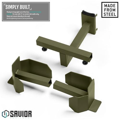 Savior Equipment Wall Rack System Tactical Belt Attachment Gear Wall Mount Display Rack Organizer Hanger, Adjustable Width, Heavy-Duty Steel Construction Hold Up to 20 lbs - color: Olive Drab Green