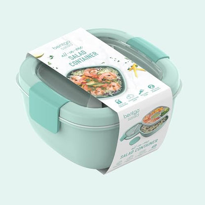 Bentgo Salad Container, Lunch Bowl with 4-Compartment Toppings Tray, 54 oz - color: Coastal Aqua